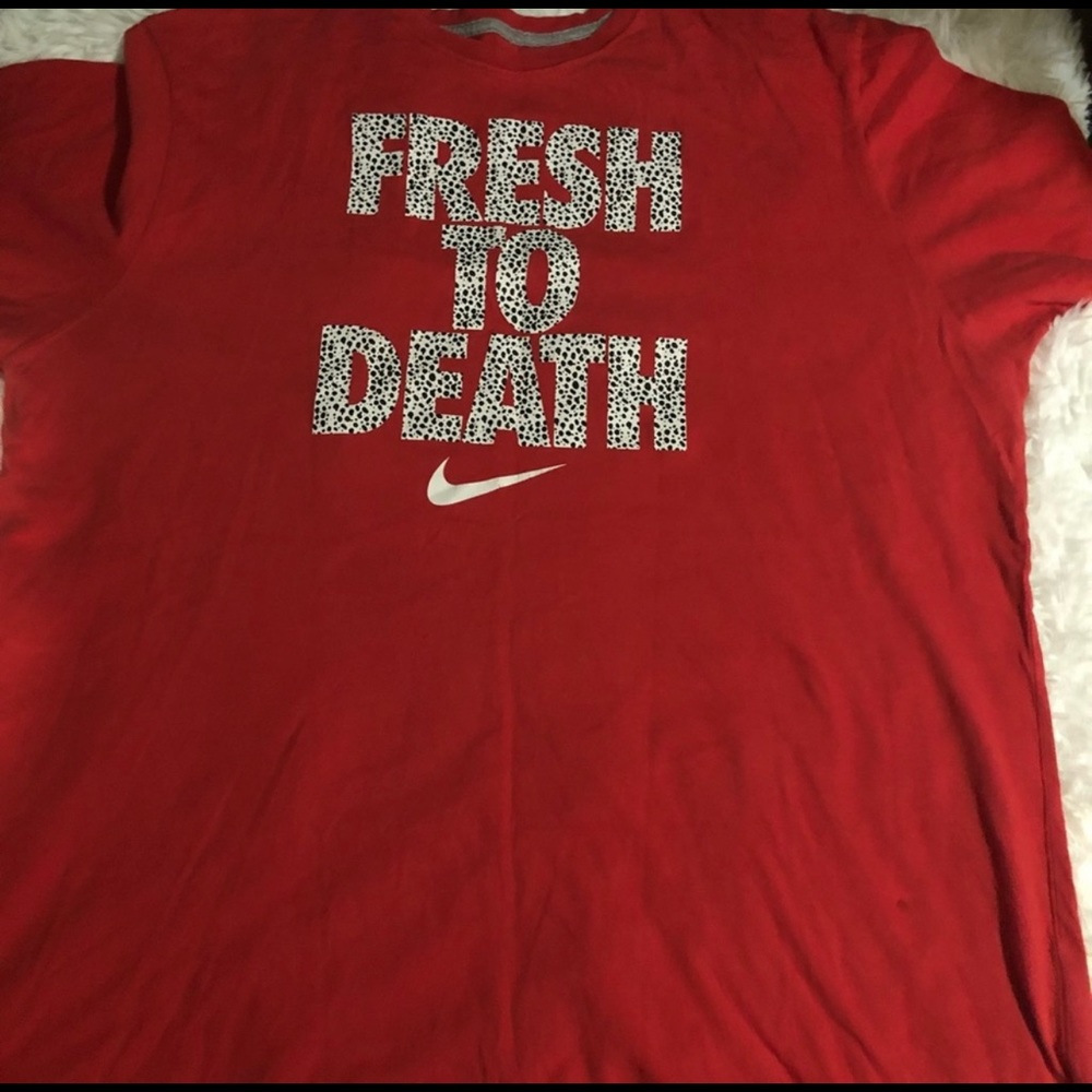 Animal Print Logo Red Nike Tee Shirt XXL - Nike Fresh to Death T Shirt XXL